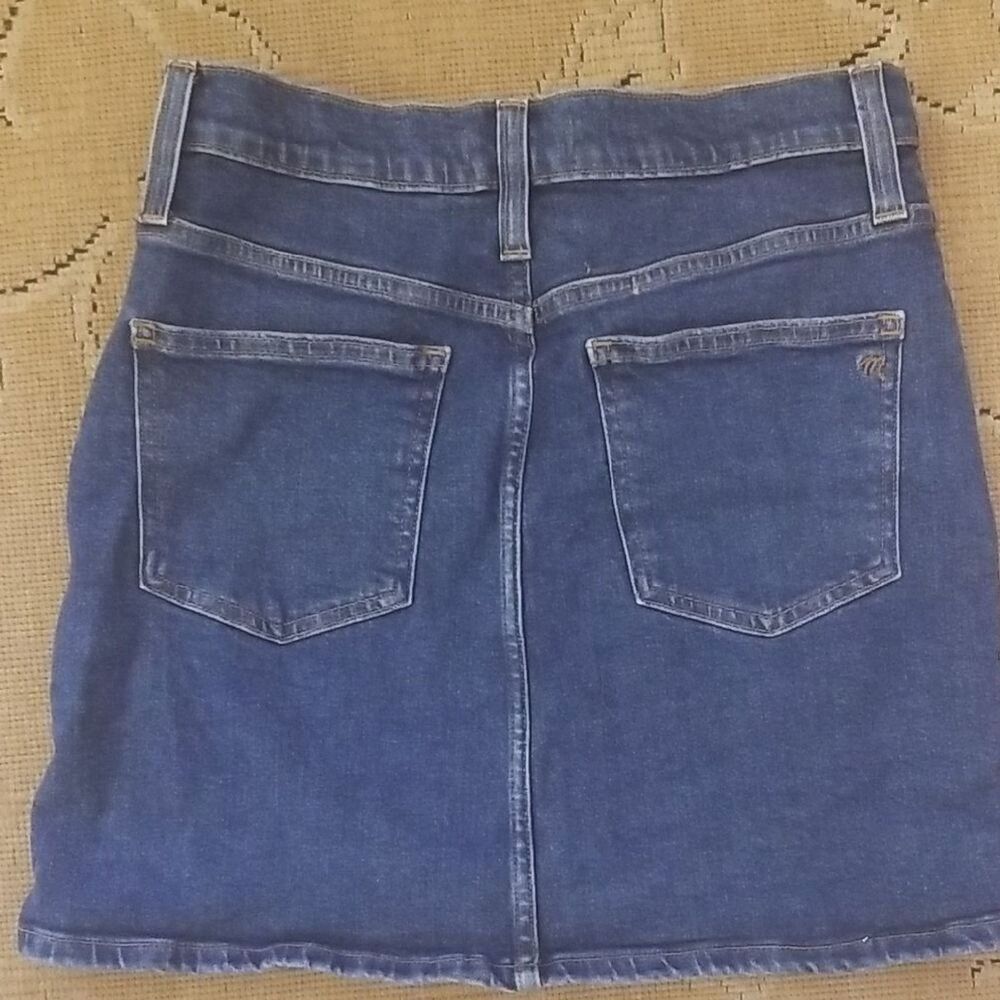 Madewell Denim Mini Skirt Button Front Dark Wash High Waisted Sz 25 NWOT Boho - Picture 6 of 6